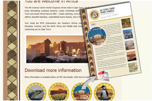 Conference websites start off as micro sites as they await sponsorship for further development. PDF's are used as a cost effective content solution.